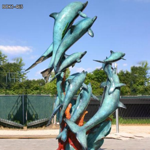 bronze dolphin fountain statue