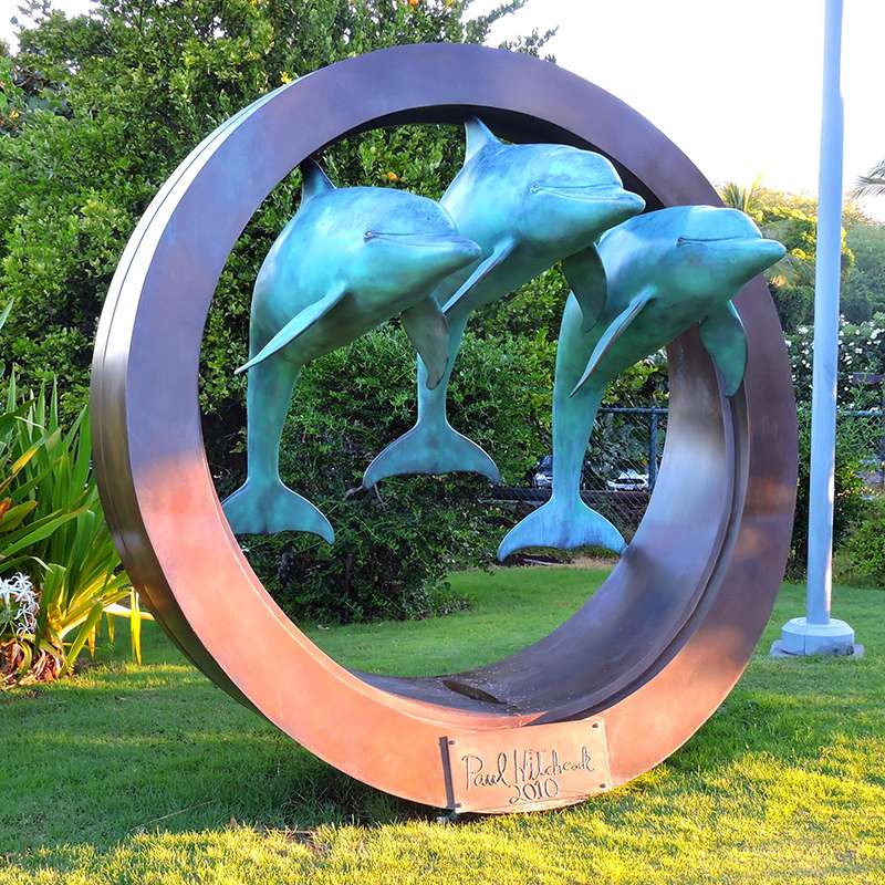 dolphin statue water fountain outdoor