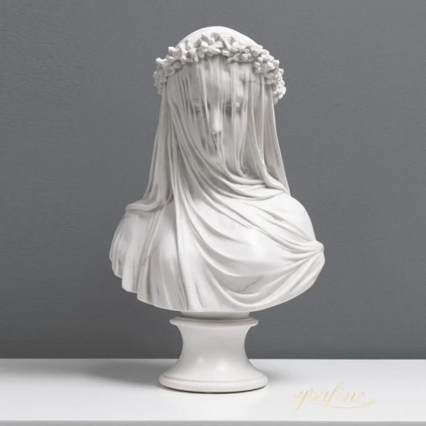veiled maiden bust statue