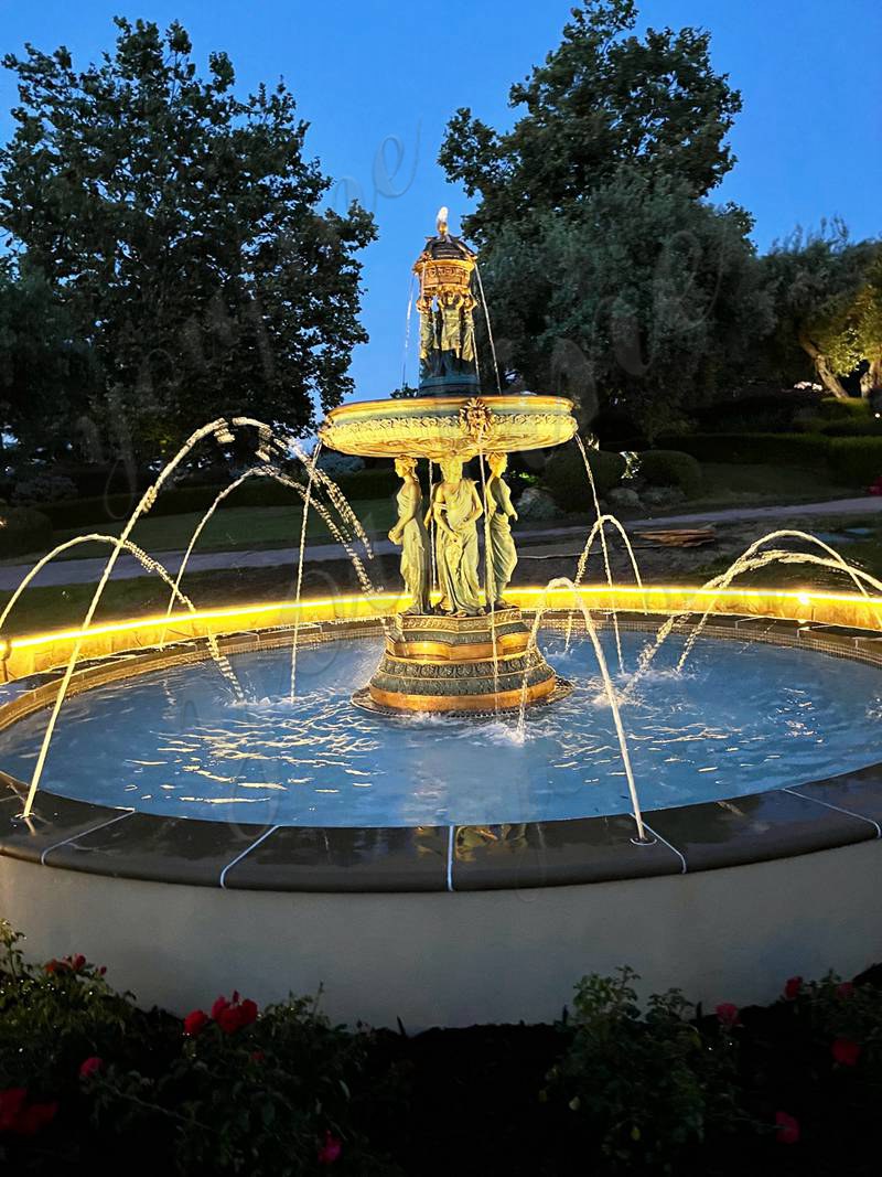 Bronze fountain with flowing water