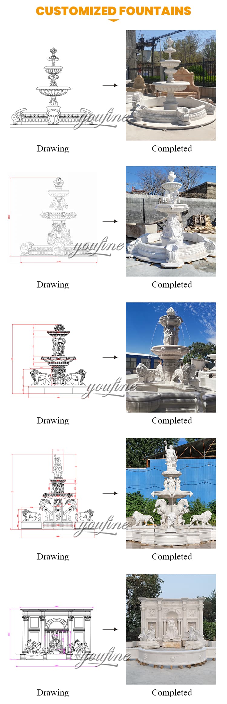 Cutsomized marble fountain service