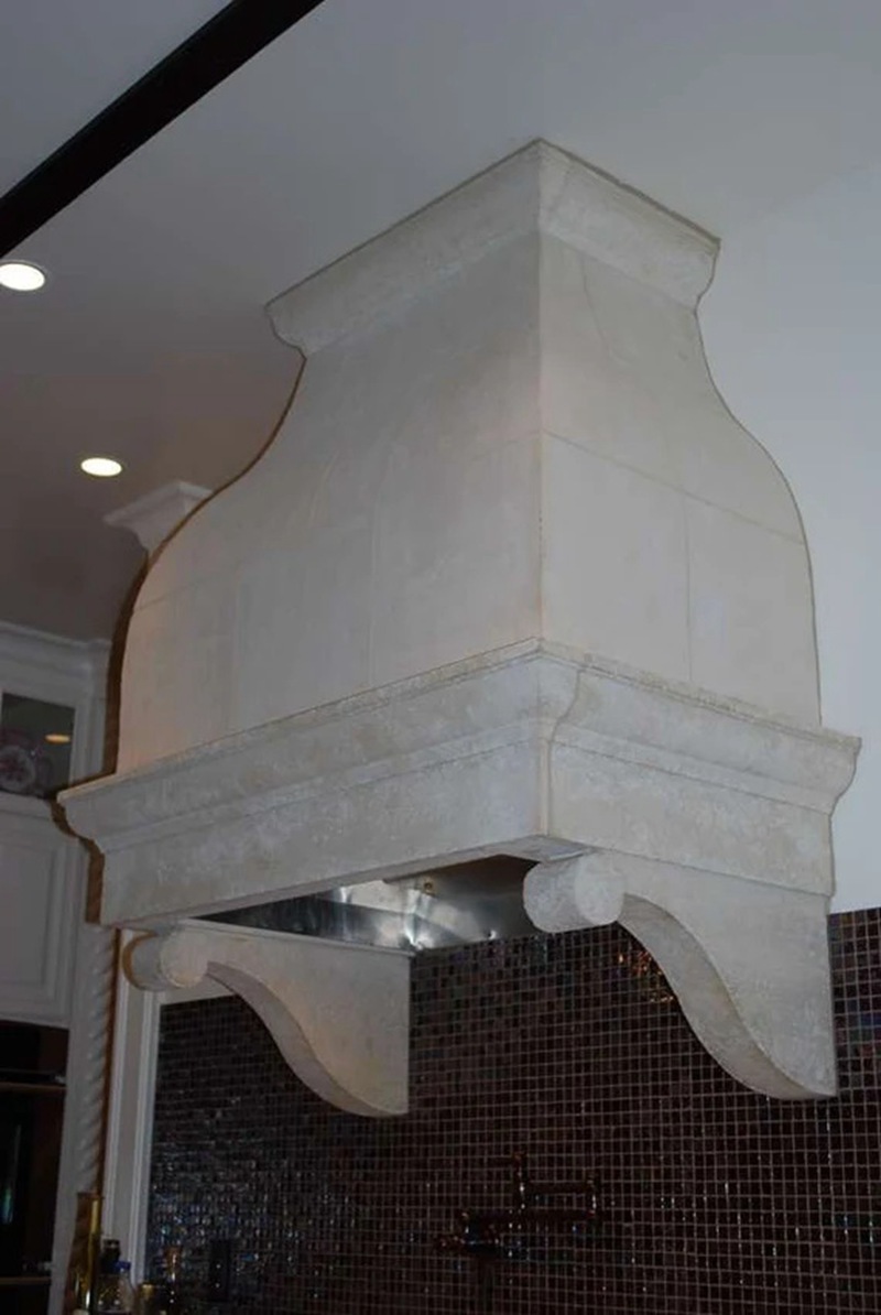 Exquisite Hand Carved Marble Range Hoods for Kitchen 
