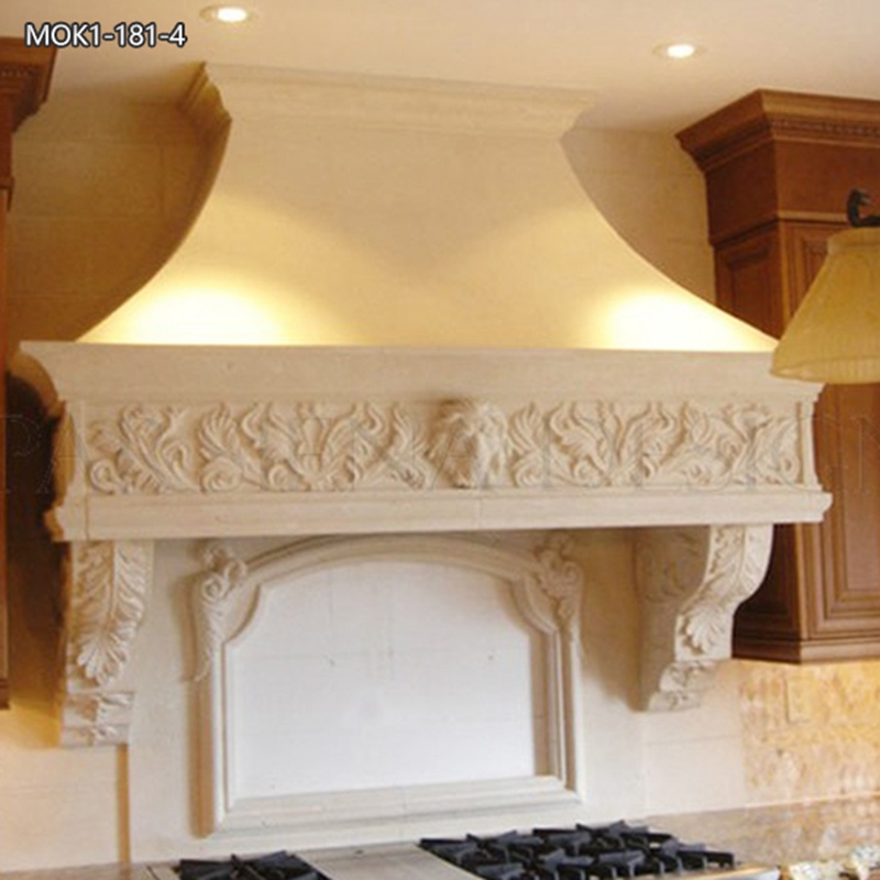 Exquisite Hand Carved Marble Range Hoods for Kitchen 