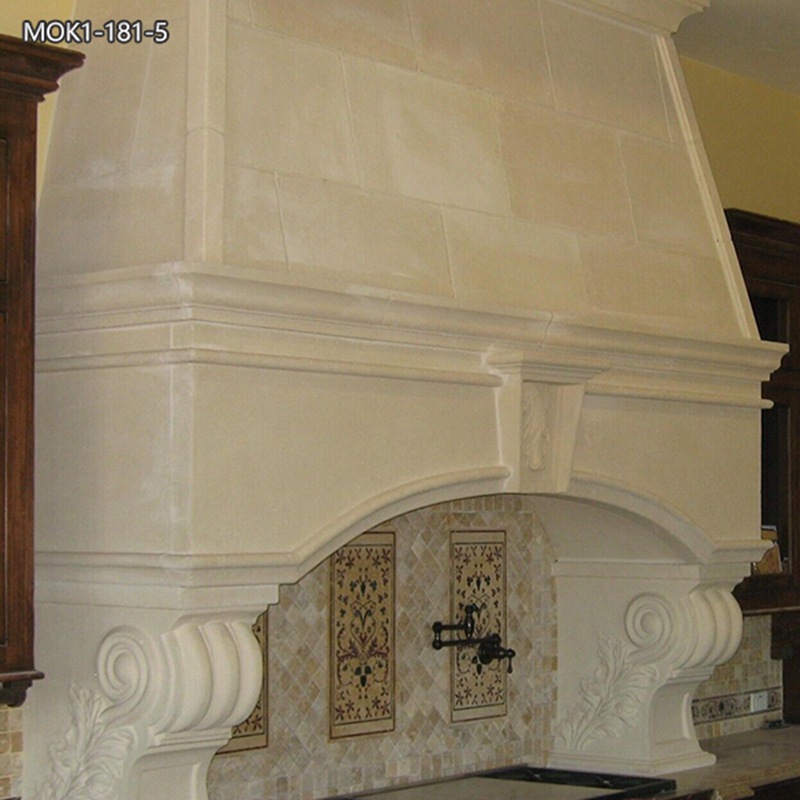 Exquisite Hand Carved Marble Range Hoods for Kitchen 
