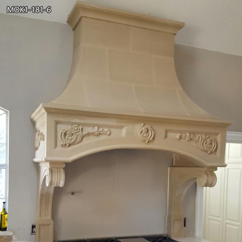 Exquisite Hand Carved Marble Range Hoods for Kitchen 
