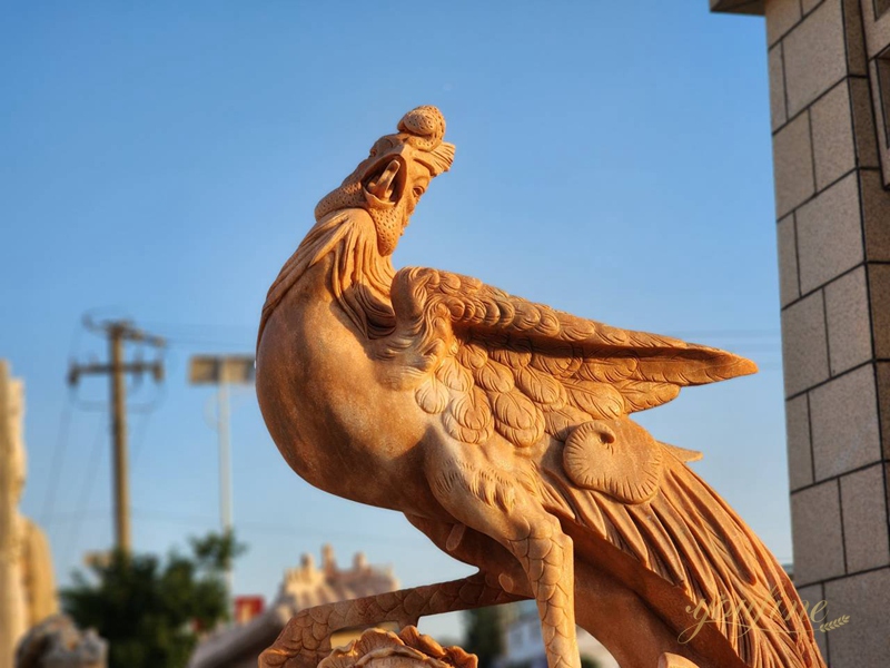 Fantastic Red Marble Phoenix Bird Statue in Stock