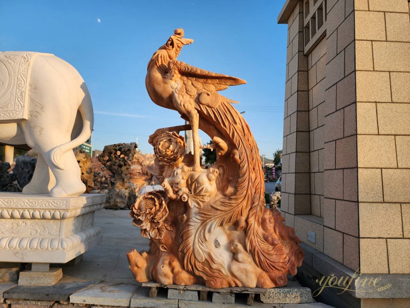 Fantastic Red Marble Phoenix Bird Statue in Stock
