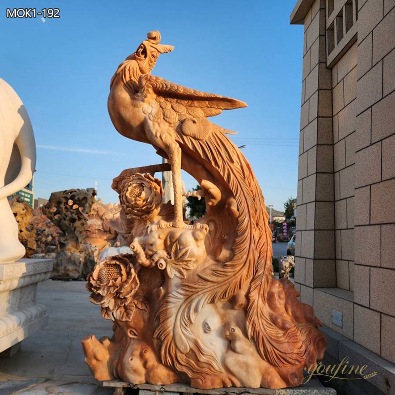 Fantastic Red Marble Phoenix Bird Statue in Stock