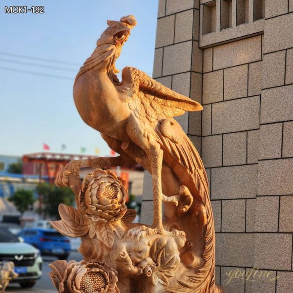Fantastic Red Marble Phoenix Bird Statue in Stock