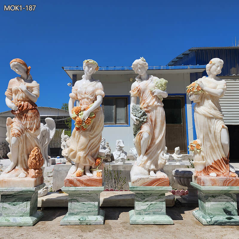 Outdoor Hand Carved Marble Four Season Statues For Garden