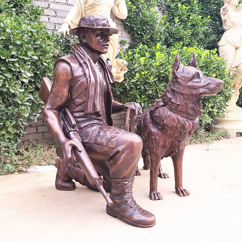 Soldier and Dog Sculpture