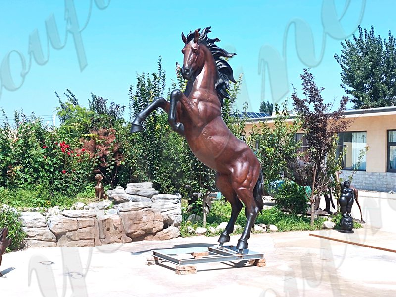 bronze rearing horse statue