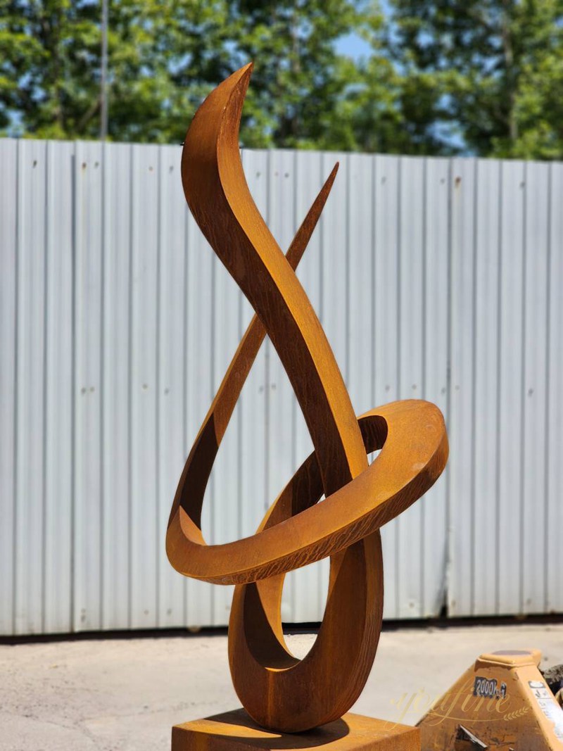 Abstract corten steel growth sculpture
