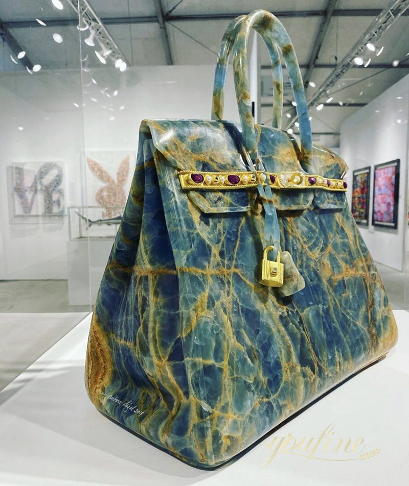 hand carved marble bag sculpture for sale