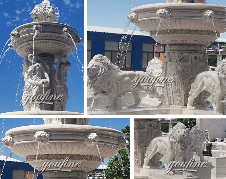 pay attention to details of marble fountain