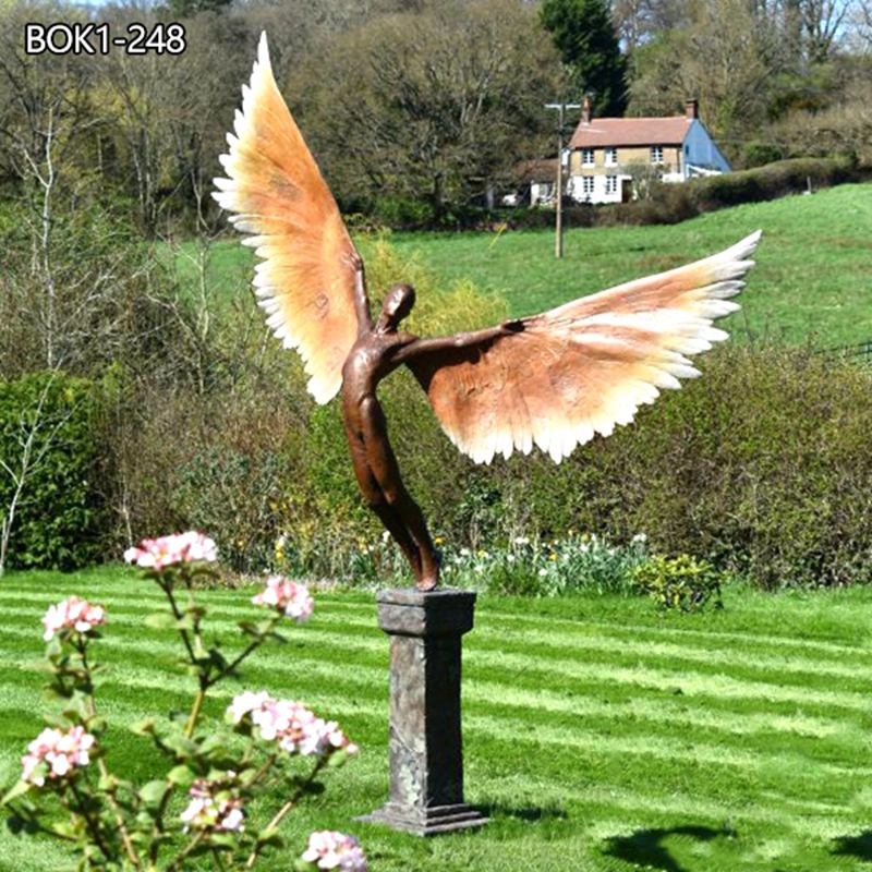 Bronze Icarus Statue Life Size Angel Flying Winged Boy Garden for Sale BOK1-248