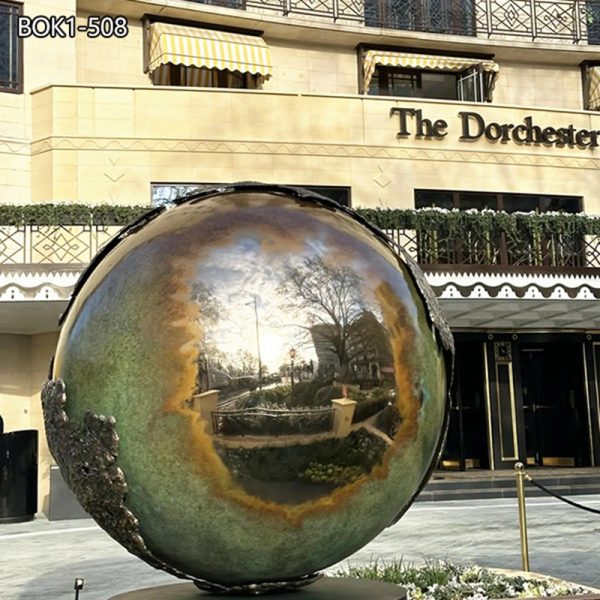 Large Bronze Custom Globe Statue Garden Dorchester Sphere Art