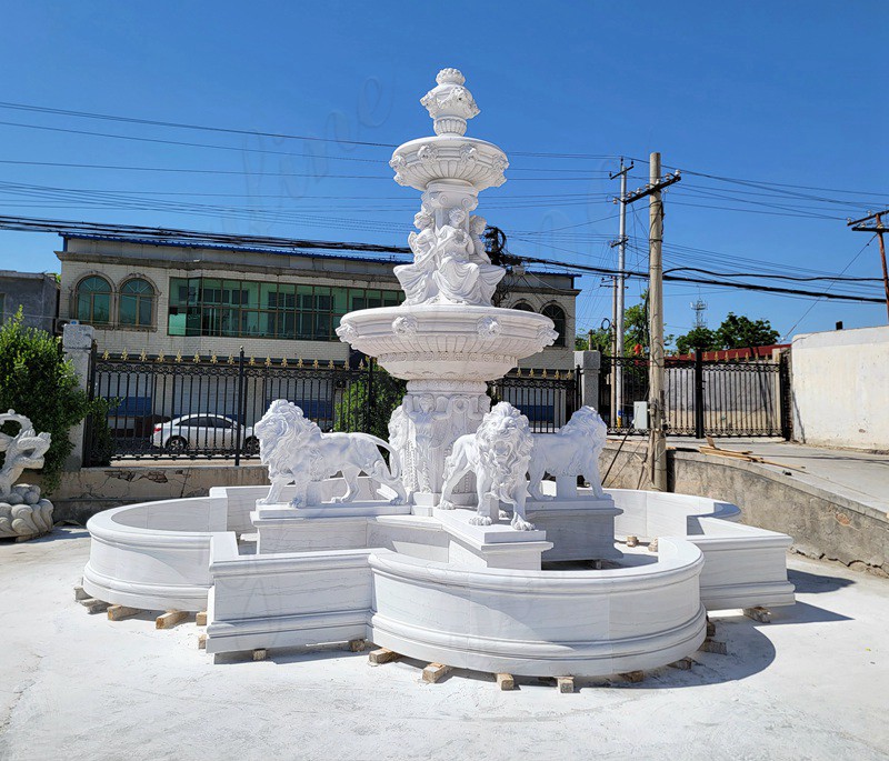 Lion statue garden focal point