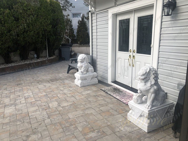 Marble Foo Dog Statue for Front Porch 