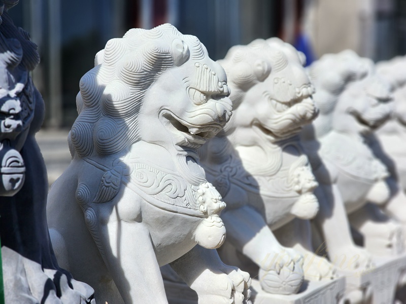 Marble Foo Dog Statue for Front Porch 