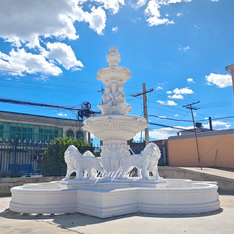 Marble Lion Water Fountain Outdoor garden decoration