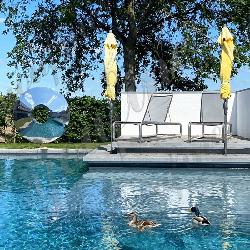 Mirror Stainless Steel Eye Lawn Sculpture Client Feedback from Germany