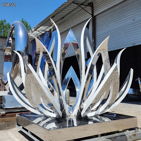 Modern Metal Lotus Flower Sculpture for Garden