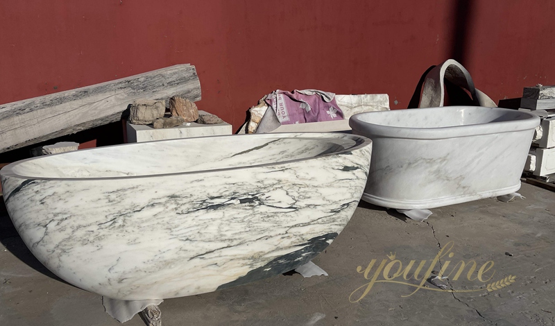 Timeless Elegance White Marble Bathtub for Bathroom