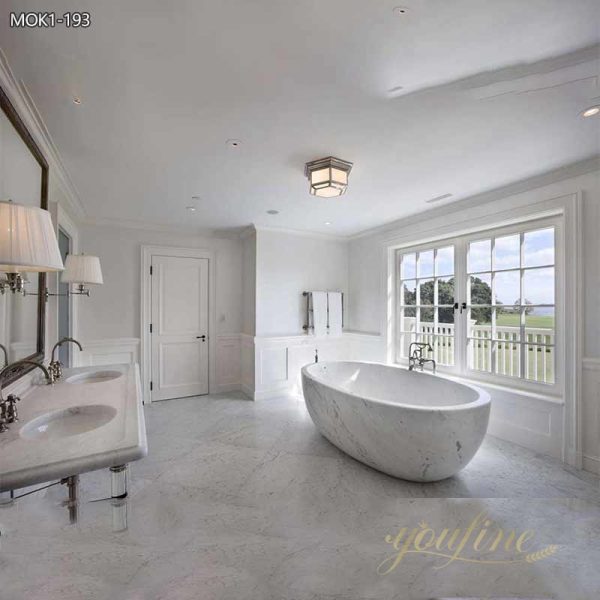 Timeless Elegance White Marble Bathtub for Bathroom