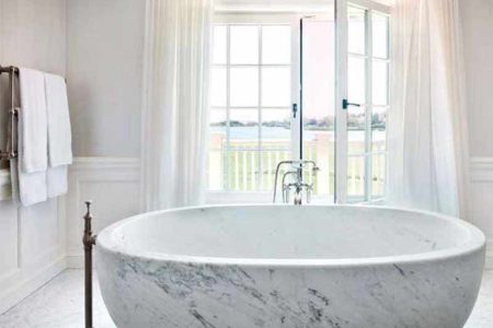 Timeless Elegance White Marble Bathtub for Bathroom