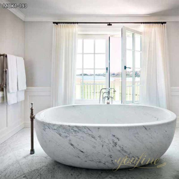 Timeless Elegance White Marble Bathtub for Bathroom