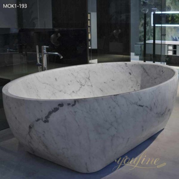 Timeless Elegance White Marble Bathtub for Bathroom