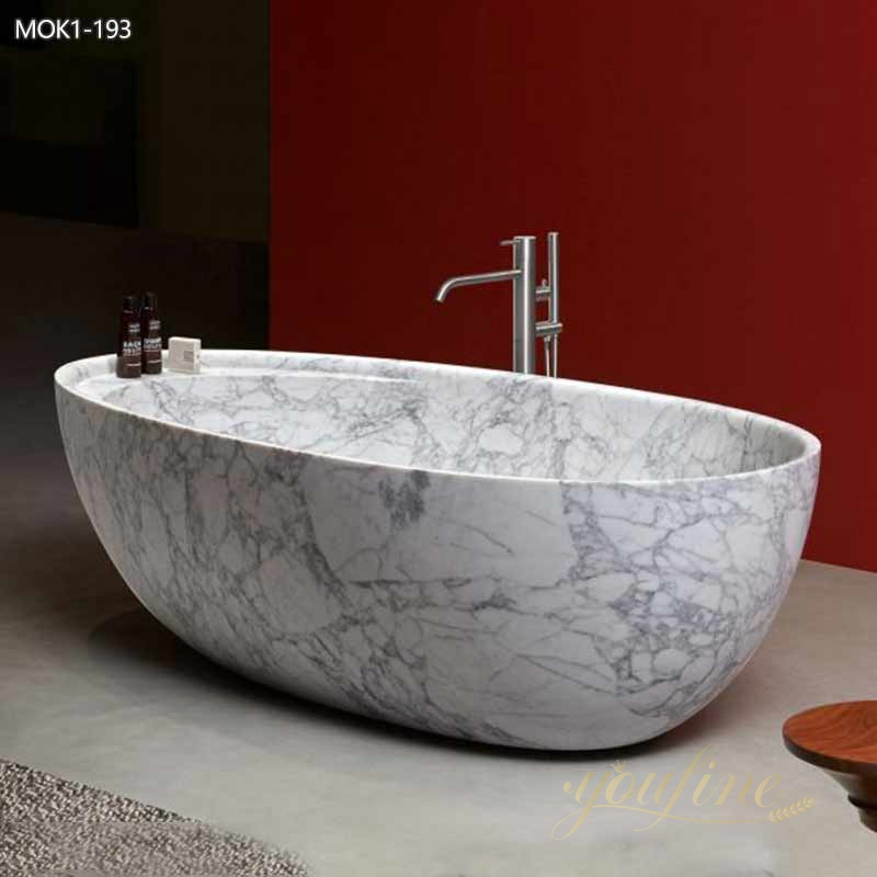 Timeless Elegance White Marble Bathtub for Bathroom