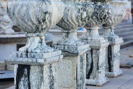 Timeless Green Large Marble Planters for Outdoor