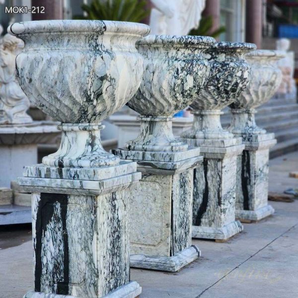 Timeless Green Large Marble Planters for Outdoor