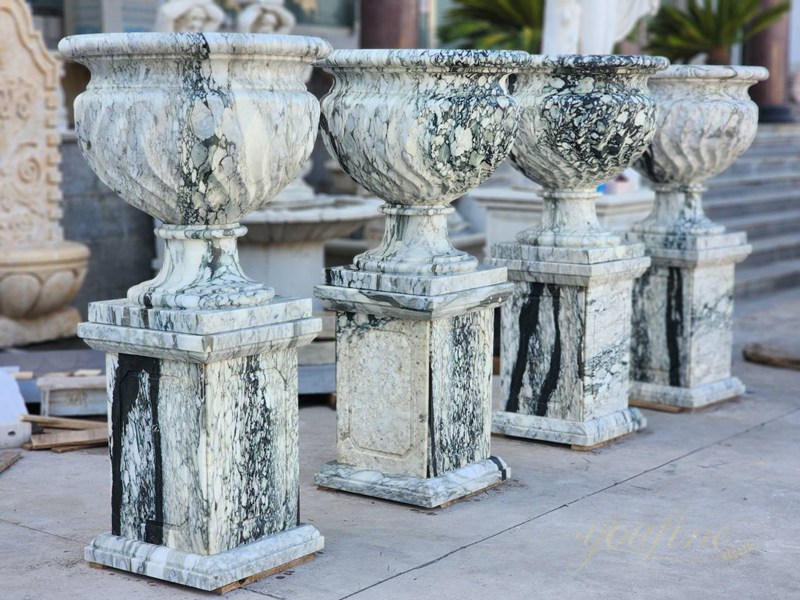 Timeless Green Large Marble Planters for Outdoor