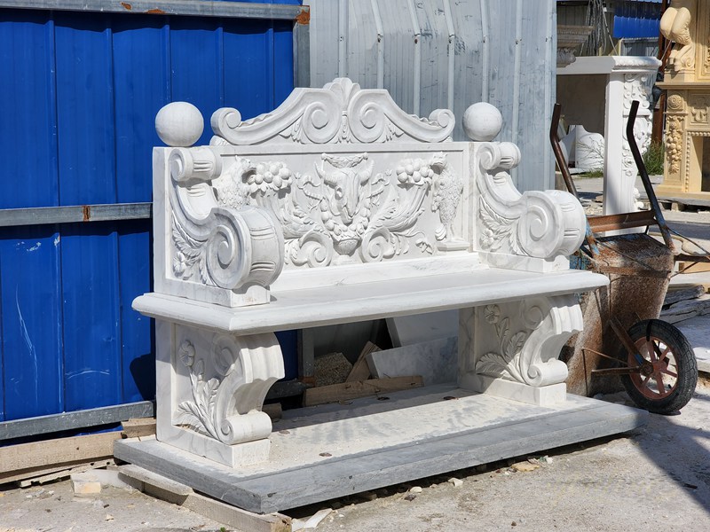 hand carved natural marble bench for sale