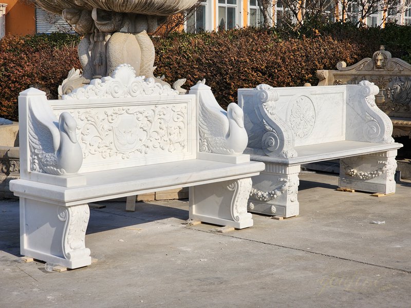 hand carved natural marble bench for sale