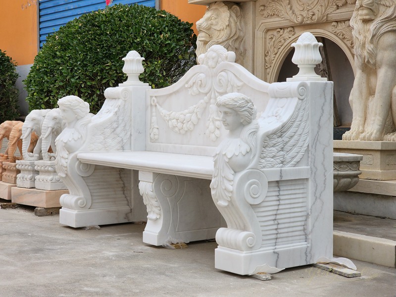 hand carved natural marble bench for sale