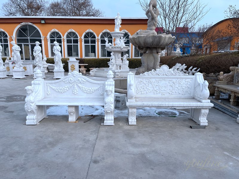 hand carved natural marble bench for sale