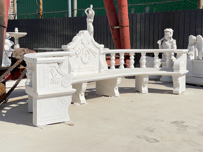hand carved natural marble bench for sale