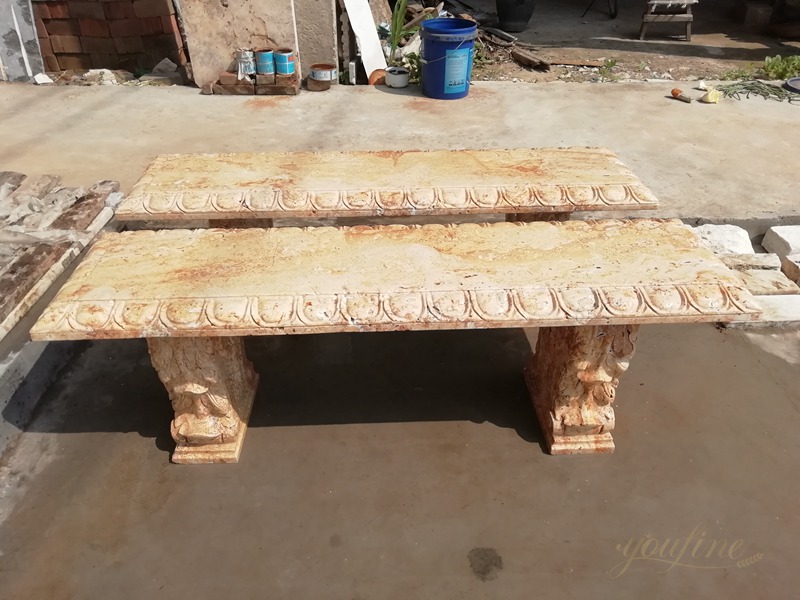 hand carved natural marble bench for sale