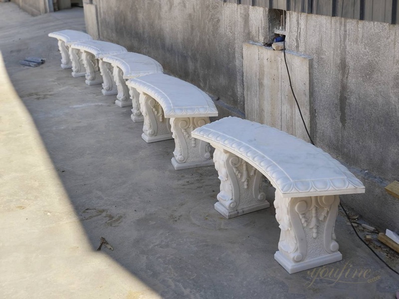 hand carved natural marble bench for sale