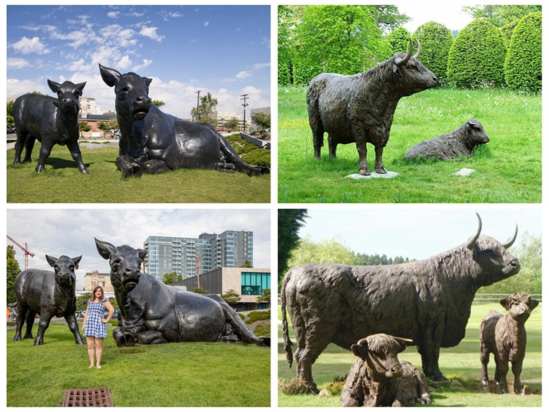 highland cow garden statue