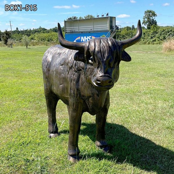 large bronze highland cow statue