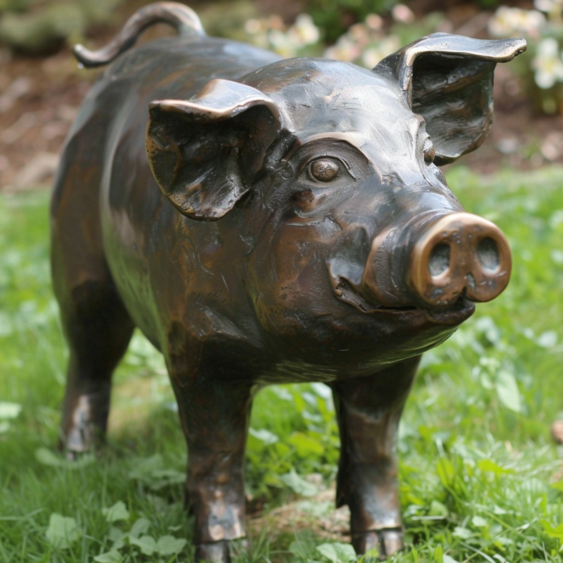 Statuetta Da Giardino A Forma Di Maialino Rosa - Scultura In Resina Per Esterni, 12 Cm, Decorazione Per Casa E Giardino