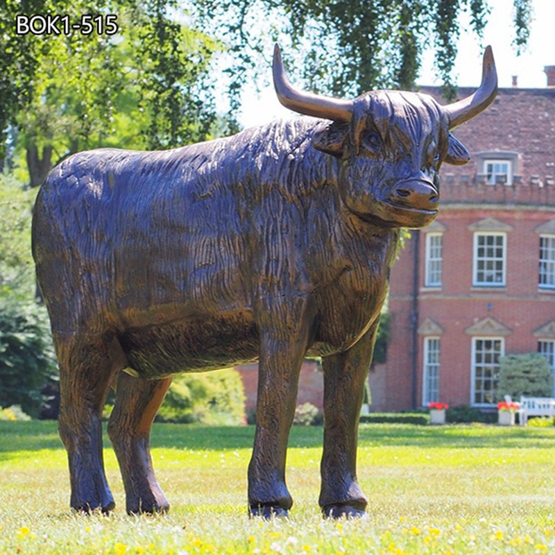 Life Size Bronze Highland Cow Statue Outdoor Ornament