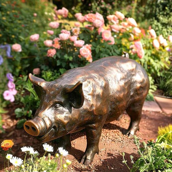 lifesize bronze outdoor pig statues