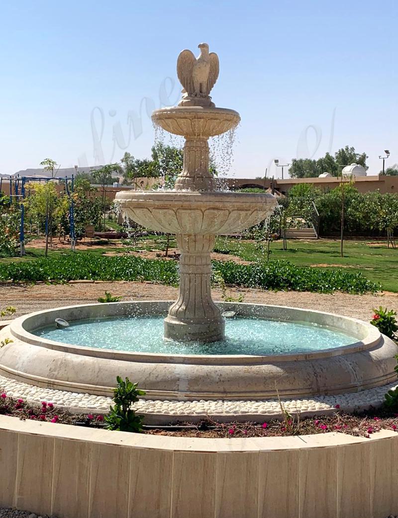 Beige 3-tiered garden fountain