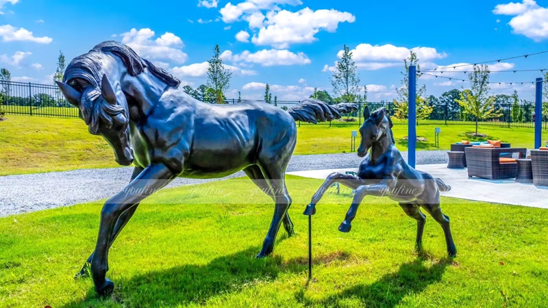 Bronze Mare with Foal Statue